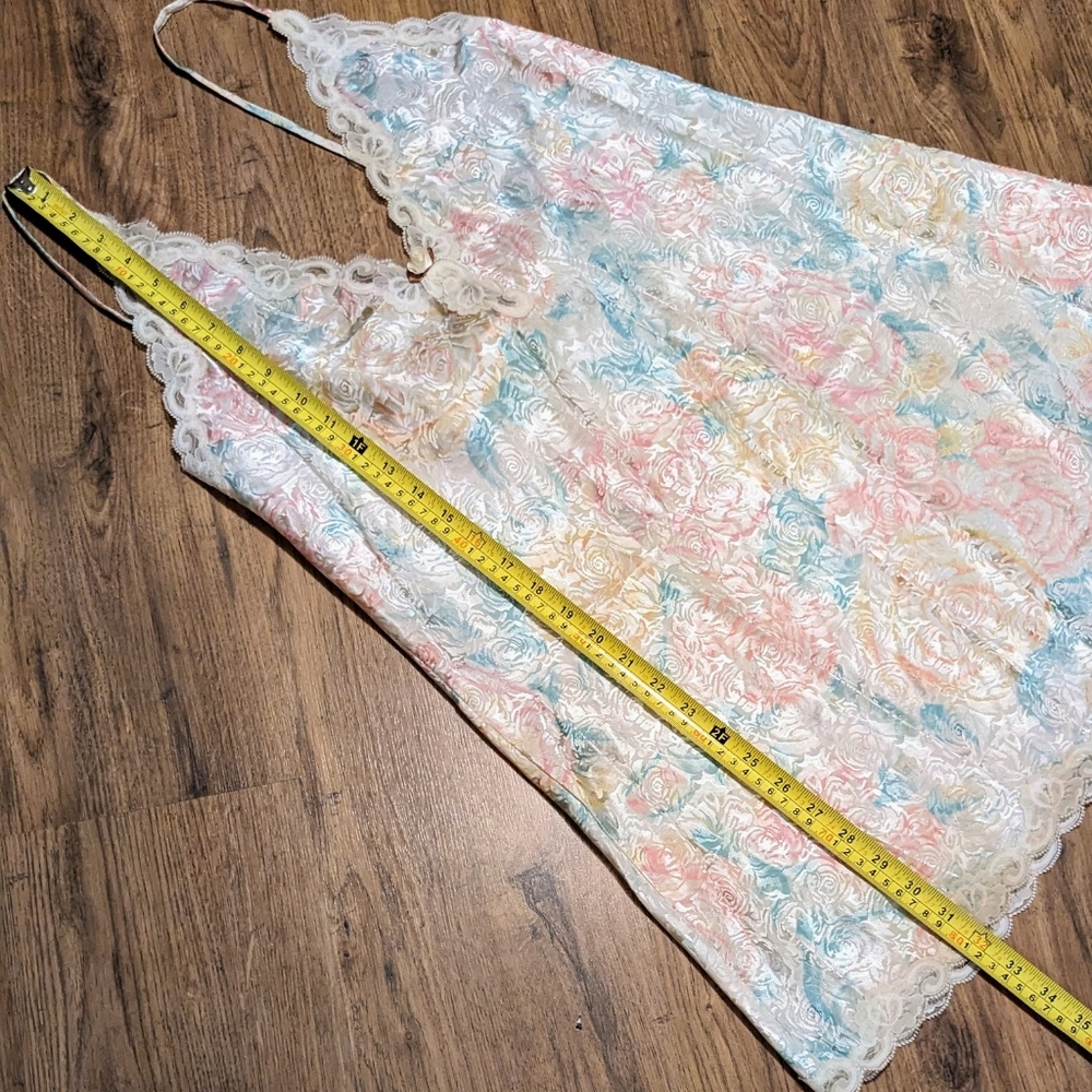 L.A. Intimates Vintage Silky Nighty Camisole Nightgown Floral Pastel Lingerie Lg - Picture 6 of 8
